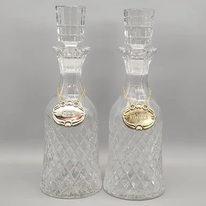 Vtg Waterford Lismore Alana Style Cut Crystal Decanters 12.5" No Mark Set of 2 - Picture 1 of 8
