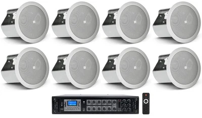 8) JBL CONTROL 14C/T 4" In-Ceiling Speakers+Receiver Amp For Restaurant/Bar/Cafe - Image 1 of 4