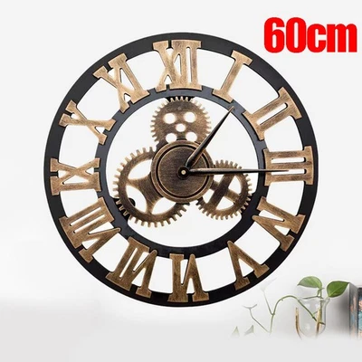 Reloj de Pared 60cm Extra Grande Números Romanos Esqueleto Gigante Gran Cara Abierta Redondo \ Foto 1 de 4