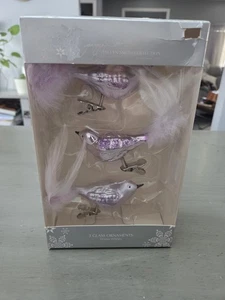 Vintage K-Mart Jaclyn Smith "Winter Wishes" 3 Glass Clip On Bird Ornaments... - Picture 1 of 12