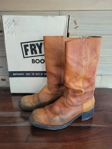 Vintage 70s Men's D Frye 2556 Black Label Orange/Tan Leather  Size 12 D - Picture 1 of 16