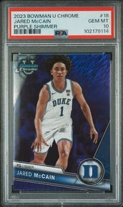 Bowman University 2023 cromo - Jared McCain #18 brillo púrpura PSA 10 GEMA COMO NUEVO  - Imagen 1 de 2