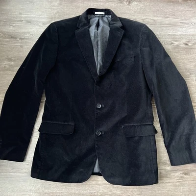 Bar III Slim Fit Velvet Blazer Mens 42 Long Black Two Button - Image 1 of 4