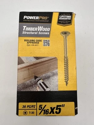 "Tornillos estructurales Powerpro Timberwood 5/16x5"" 36 un. 49151 Foto 1 de 4