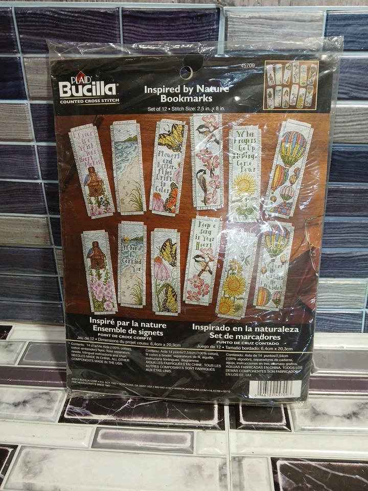 Bucilla 12" Inspired By Nature Book Marks Cross Stitch #45709 New - Image 1 of 4