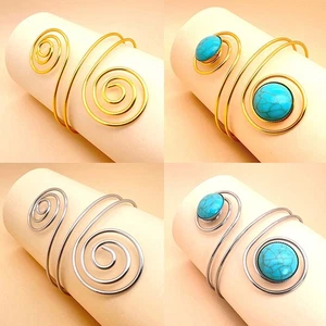 Bohemian Egypt Bar Curve Geo Open Upper Arm Cuff Armlet Armband Bangle Wedding - Picture 1 of 16