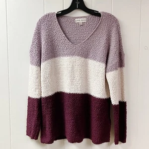 KNOX ROSE Womens Color Block Pullover Sweater SIZE Large Chunky Knit Preppy Fall - Picture 1 of 7