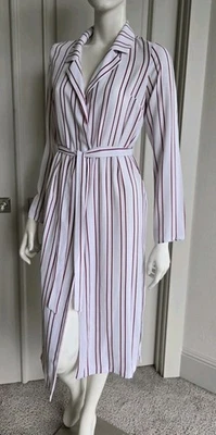 Cárdigan Parka Forever 21 Rayas Cinturón Ligero Frente Abierto Talla S Foto 1 de 4