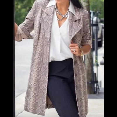 CABI 4114 King Cobra Snake Print Ponte Knit Beige Black Fashion Coat Jacket S - Image 1 of 4