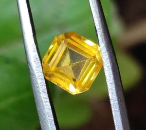 Piedra preciosa suelta de Ceilán Asscher certificado zafiro amarillo natural impecable de 1,25 quilates - Imagen 1 de 10
