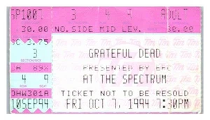 Grateful Dead Konzert Ticket Stub 7. Oktober 1994 Philadelphia Pennsylvania - Bild 1 von 2