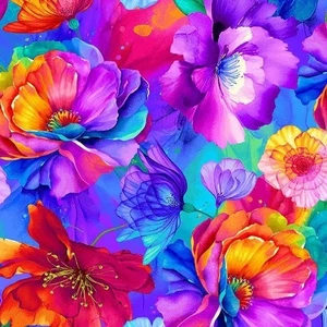 Timeless Treasures Petal Power von Chong-AHwang CD3817 Multi Regenbogen Blumen Baumwolle - Bild 1 von 1