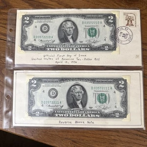 (2)Banconota Due Dollari Bicentenario Primo Giorno di Emissione 13 Aprile 1976 - Foto 1 di 6