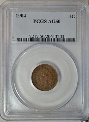 1904 Indian cent, PCGS AU50 - Image 1 of 3