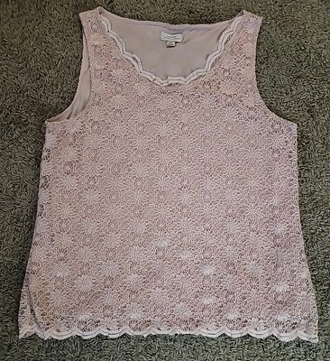 Top de encaje para mujer Tahari XL rosa túnica sin mangas forrada Foto 1 de 4