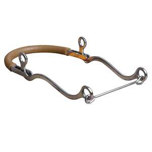 83CN 8-1/2" Hilason Western Catena Bici Cavallo Hackamore Bit con Coperchio in Gomma Bocca - Foto 1 di 5