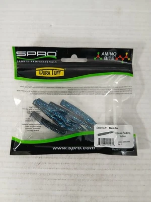 Gusano cola recta plástico suave SPRO Sakura 3,5" negro azul 5pk Foto 1 de 2