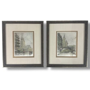 Hans Figura signierte Radierung (2 Paar) Paris Szenen Vintage passende Rahmen RAR - Bild 1 von 23