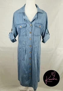 Kings Road Denim Shirt Dress Light Blue Size XL / AU 14. 3/4 Sleeve - Picture 1 of 8