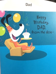 Divertida tarjeta de feliz cumpleaños PAPÁ del perro, sello 82C - Imagen 1 de 2
