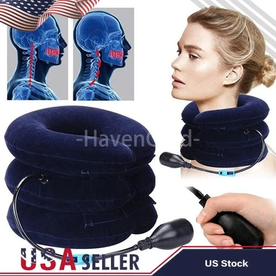 Cervical Neck Traction Device Collar Brace Support Pain Relife Stretcher Therapy - Image 1 of 4