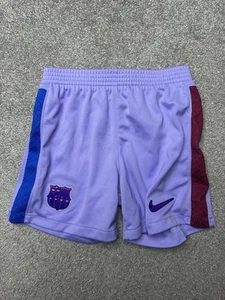 Nike Kids Dri-FIT FC Barcelona Soccer Shorts Size Small 104-110 CM Purple Away - Picture 1 of 9