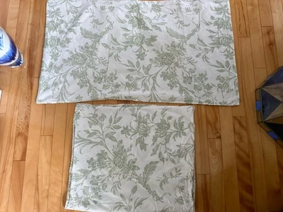 2 fundas de almohada LAURA ASHLEY NATALIE FLORAL TOILE VERDE BLANCO KING Foto 1 de 4