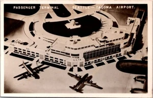 RPPC Seattle Tacoma Airport WA Airplanes Aerial View c1950s photo postcard NQ8 - Picture 1 of 2