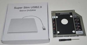 Macbook Kit Pro Mac 2nd Module HDD SSD Caddy Adapter + Superdrive USB Enclosure - Picture 1 of 10