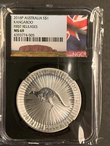 Australian Kangaroo 2016 1-oz Silver Coin NGC MS69 First Releases Black Retro - Picture 1 of 2
