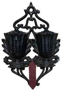 Antike viktorianische Gusseisen Doppelurne Streichholz Safe Wandtasche patentiert 1867 - Bild 1 von 11