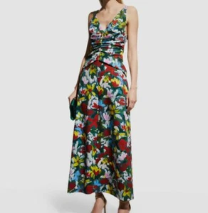 $1490 Lela Rose Women Green Floral V-Neck Sleeveless A-Line Maxi Dress Size 14 - Picture 1 of 6
