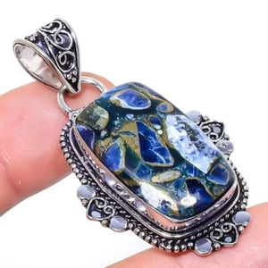 Copper Sodalite Gemstone Pendant 1.97" f810 - Picture 1 of 7