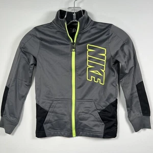 Nike Boys Full Zip Athletic Jacket Size 6 Gray Neon Black Pockets Awesome.     L - Picture 1 of 7