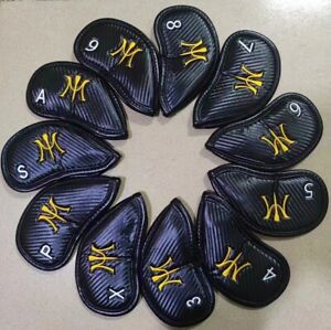 11 pièces couvre-chef Miura club de golf en fer noir carbone avec aimant logo or blanc