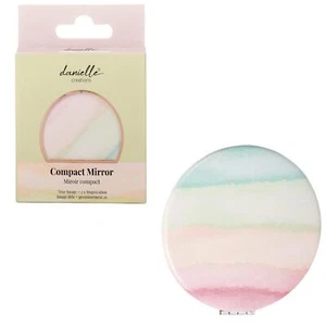Travel Compact Mirror Makeup Folding Double Side Tool Pastel Watercolour Design - Picture 1 of 1