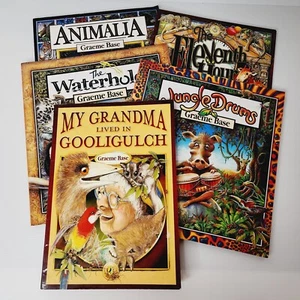 Graeme Base Book Bundle Lot Animalia Jungle Drums Waterhole Eleventh Homeschool  - Picture 1 of 14
