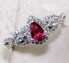 1Ct Ruby & White Topaz 925 Solid Sterling Silver Ring Jewelry Sz 8 Nb2-1