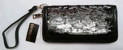 Русалка блестки кошелек с ремешком бумажник, черный, серебристый, блестящий, молнии * новый с ярлыками!* - Изображение 1 из 4