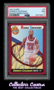 1991 Fleer Rookie Sensations #3 Derrick Coleman PSA 7 (NM) RC - Picture 1 of 2