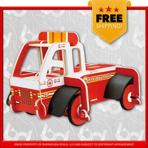 Buildex Echtholz Feuerwehr Aufsitz Spielzeug LKW - Neuware, Distressed Verpackung - Bild 1 von 3