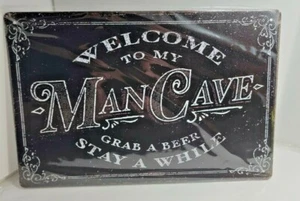 Insegna in metallo Welcome To My Mancave 12" x 8" - Foto 1 di 2