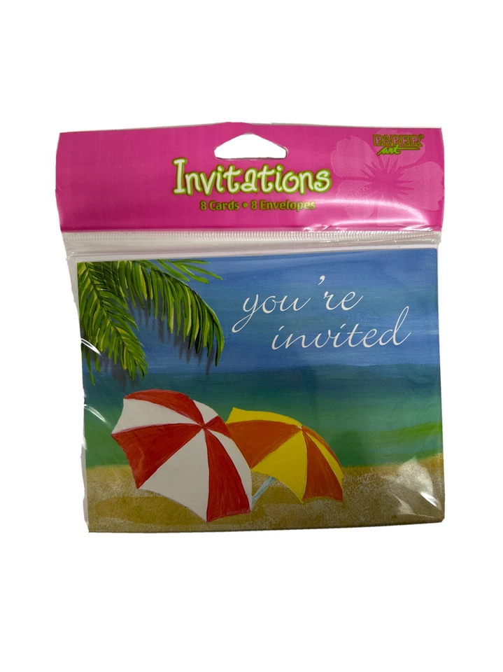 "Tropical Vacation" Summer Beach Birthday Party Postcard INVITATIONS  (8) - Image 1 of 1