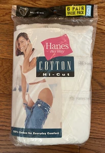 Mutandine intimo Hanes Her Way cotone hi-cut bianche nuove vintage 1999 confezione da 6 taglia 9 - Foto 1 di 7