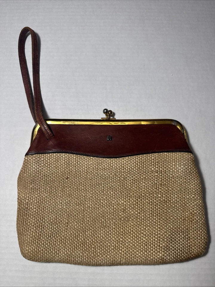 Vintage Etienne Aigner Handmade Bag Satchel Linen Leather - Image 1 of 4
