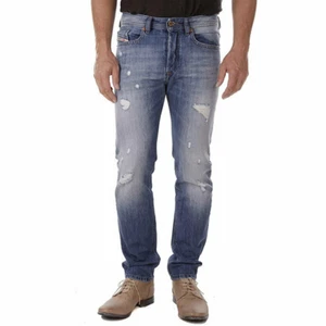 Pantalones de mezclilla DIESEL para hombre BUSTER R95T8 regulares ajustados cónicos socorro informales - Imagen 1 de 5