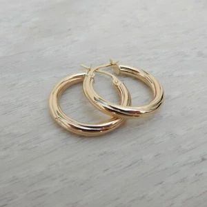 New Genuine 9ct 9k Yellow Gold 20mm Diameter Twist Hoop Earrings Stamped 375 - Picture 1 of 7
