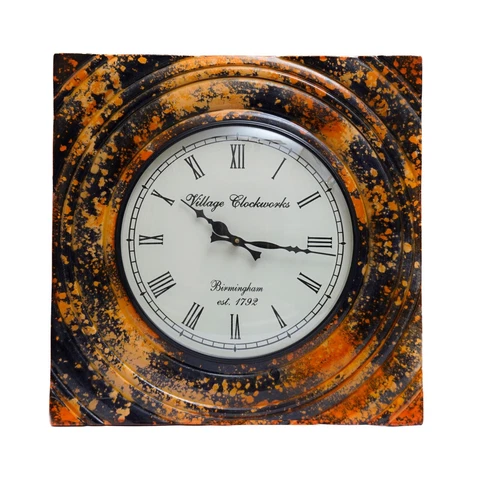 Royal Craft Handcrafted Square Wooden Analog Wall Clock with Marble Finish 18" Cover