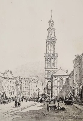 Estampe XIXème héliogravure Maxime Lalanne Pays-Bas Zutphen - Le Marché Dujardin - Photo 1/4