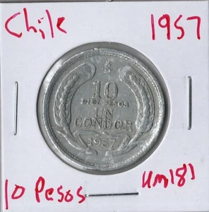 Coin Chile 10 Pesos (Condor) 1957 KM181 - Picture 1 of 2